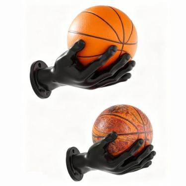 Imagem de 2 Pack Basketball Holder Wall Mount,Premium Hand-Shaped Ball Storage Rack, Basketball and Soccer Wall Decor Space-Saving Display Stand for Room and Garage