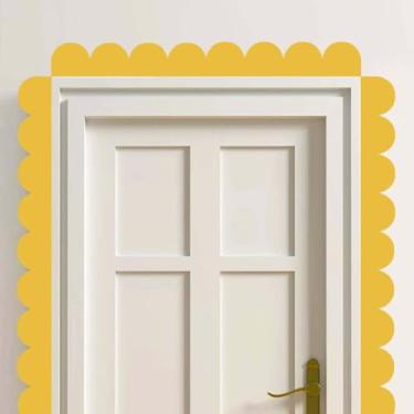 Imagem de FUFUQUARE Adesivos de parede ondulados amarelos borda multiondas decoração de borda recortada DIY decalques de parede para decoração de rodapé quarto infantil quarto de bebê