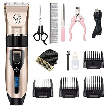 Imagem de Tijeras Eléctricas para Cães Empurrador Eléctrico de Baixo Ruído Recarregável Trimmer Sem Fio Pets Cortador Cabelo com Kit Pentes e Unhas Gatos Outros