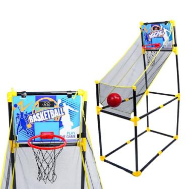 Imagem de Estação de Basquete Arcade Infantil com Placar Eletrônico e Retorno de Bola, 140cm de Altura, Estrutura Robusta com Bola e Bomba Incluídas, a partir de 3 Anos