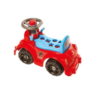 Imagem de Carrinho Andador Infantil com Volante e Buzina, Tema Aranha, Vermelho e Azul, com Formas Geométricas