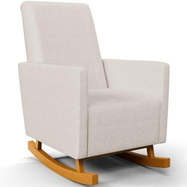 Imagem de Poltrona De Amamentação Com Balanço Ravena W01 Linho Cru - Lyam Decor