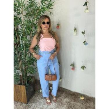 Imagem de Calça Alfaiataria Com Cinto Cos Alto Modelagem Reta Crisconf-Feminino