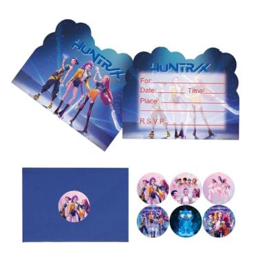 Imagem de DiXteption 36 peças de convites de aniversário de desenho animado, convites de festa de aniversário com tema de anime, inclui 12 cartões de convite, 12 envelopes e 12 adesivos.