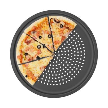 Imagem de LYNG Forma de pizza de 40,6 cm, bandeja de pizza antiaderente de silicone para forno, forma de pizza com furos pode ser lavada na lava-louças, adequada para cozinha doméstica cinza escuro