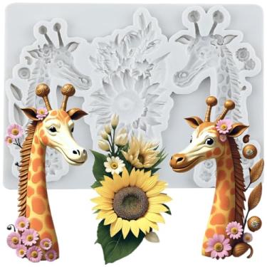 Imagem de MYPRACS Molde de silicone girafa margarida fondant para decoração de bolo de açúcar topo de cupcake pasta de goma de chocolate argila polímero