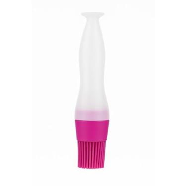 Imagem de Pincel de Silicone Rosa para Untar Paes Bolos Tortas Salgados 17cm Utensílio de Cozinha