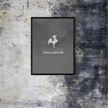 Imagem de Quadro Decorativo Galo Volpi Fundo Cinza 45x34 Moldura Preta