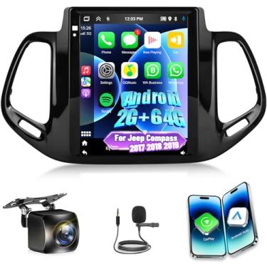 Imagem de [2 + 64 G] Rádio automotivo NHOPEEW para Jeep Compass 2017 2018 2019 - Carplay sem fio e Android Auto - tela sensível ao toque de 9,7 polegadas Android estéreo para carro - DSP/GPS/WiFi/SWC/Bluetooth