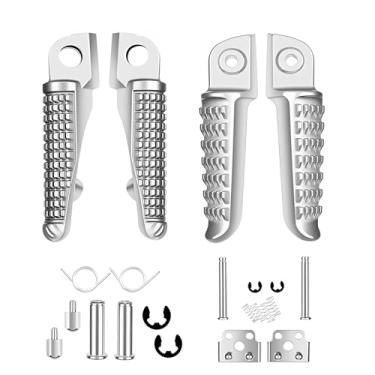 Imagem de TCMI Pegs de apoio para os pés dianteiro e traseiro serve para Kawasaki ZX6R Z750 Z1000 ZX14 ZZR1200 ZX-10R ZX-9R, Chrome#F+R
