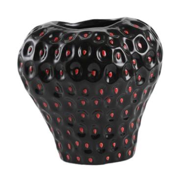 Imagem de Baoblaze Vaso de mesa em formato de morango, vaso para plantas, arranjo de flores, decorativo para mesa, de flores para prateleira de cozinha, presente, Black M