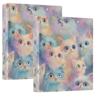 Imagem de Cute Cats Pacote com 2 fichários rosa com organizador de armazenamento pasta 27 cm x 31,5 cm para escola
