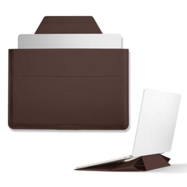 Imagem de MOFT Capa para laptop, bolsa para laptop 2 em 1 e suporte para Air/Pro e Dell/HP/Lenovo/Asus, bolsa elegante para computador com armazenamento expansível para acessórios de computador, brownie
