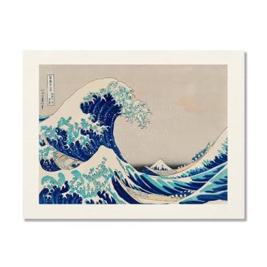 Imagem de Galeria japonesa impressões de arte de parede vintage onda Ukiyo-e pôster Katsushika Hokusai Kanagawa pintura em tela sala de estar decoração de casa (SKU1,27.9x35.6 cm = (28x35 cm), sem moldura)