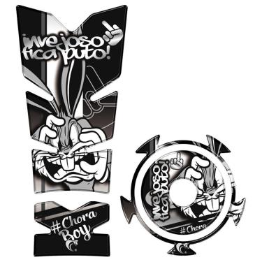 Imagem de Kit Protetor Tanque E Bocal Adesivo Moto Yamaha Fz15 Pernalonga Preto Cor Cinza