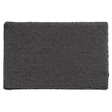 Imagem de Tapete Banheiro 38x58cm Antiderrapante Bolinha Macarrão lavabo casa felpudo box absorvente água(Kit 4,Cinza Escuro)
