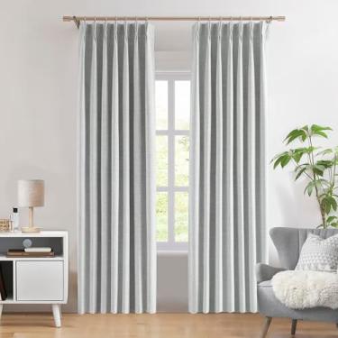 Imagem de WEST LAKE Painéis de cortina de janela plissados cinza prateado 95% blackout para quarto, cortinas de escurecimento de quarto de chenille pesado texturizado de trama tripla, tratamento de janela com