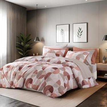 Imagem de Regency Heights Conjunto de edredom elegante de tamanho casal estampado em três tons, conjunto de cama em uma bolsa, 9 peças, edredom e lençol de microfibra ultramacia, quente e aconchegante para