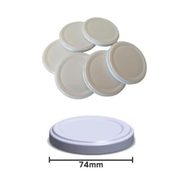 Imagem de 1.200 und Tampa Para Vidro De Conserva 74mm Metálica Branca - Tampinha