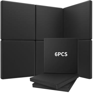 Imagem de Pacote com 6 painéis acústicos de parede de golfe, painéis acústicos artísticos de 50 x 50 cm x 5 cm, couro PU, enchimento de simulador de golfe para paredes, para proteção contra impactos de parede e