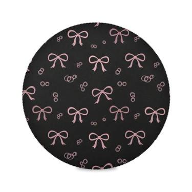 Imagem de Wassud Jogo americano com laços de fita tapetes de mesa redondos para cozinha e jantar tapetes laváveis resistentes ao calor decoração de mesa 39 cm