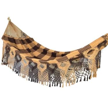 Imagem de Rede De Descanso Dormir Casal Bucho De Boi Grande rede de dormir reforcada (Caramelo com Marrom)