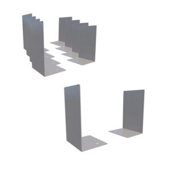 Imagem de 5 PARES Bibliocanto Apoio para Livros CINZA 18cm x12cmx10cm - TecMA