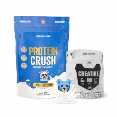 Imagem de Kit Protein Crush 900g refil + Creatina 300g pote Ganho de Massa (900, MilkBear)