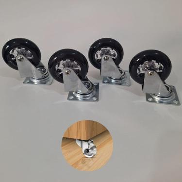 Imagem de Rodízio de Silicone Fumê Giratório S/ Trava 75mm Hardt 4 Unidades