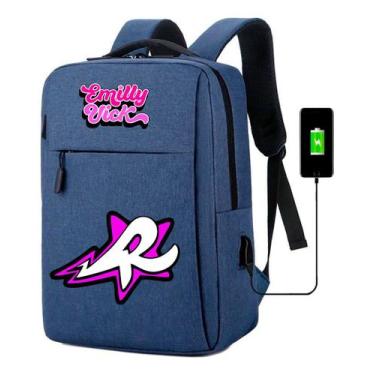 Imagem de Mochila Emily Menina Usb Escolar Estampa Youtuber Infantil Vick Os Ros