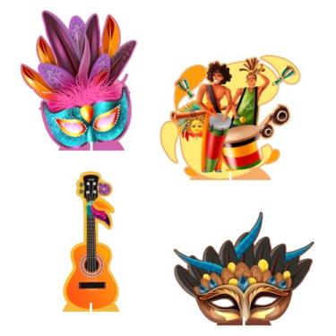 Imagem de KIT 4 Displays Carnaval 20cm - Vinil Fosco Sem Reflexo - Totem Decoração Festa Infantil Aniversário