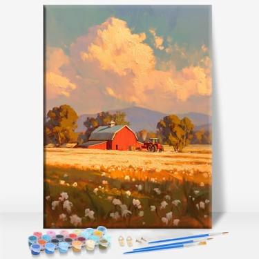 Imagem de HUINORYA Cotton Fields Alabama tela emoldurada kit de pintura por números bar café caverna casa de banho parede banheiro varanda pátio decoração presente, 40,6 x 30,5 cm