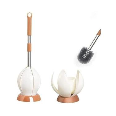 Imagem de Escova de vaso sanitário, escova de vaso sanitário, lótus, suporte longo, conjunto de escova de vaso sanitário para banheiro, ferramenta de limpeza de vaso sanitário e suporte para banheiro