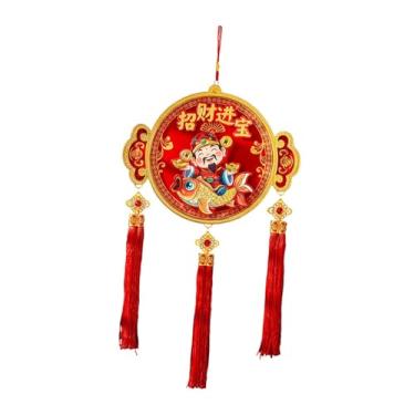 Imagem de IEUDNS Enfeite de Ano Chinês para pendurar, representando o da Riqueza, um tradicional pingente decorativo do Ano do Cavalo para janela ou entrada, Forma Redonda