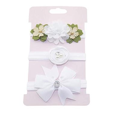 Imagem de 3 unidades/conjunto de faixas de cabelo com laço floral para bebês de 0 a 4 anos, recém-nascidos, crianças, acessórios de cabelo