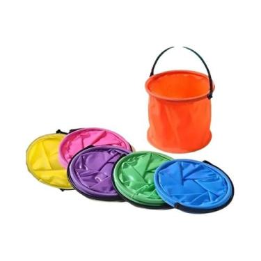 Imagem de Balde De Praia Dobrável Em PVC Com Alça, Suporte Para Materiais De Art