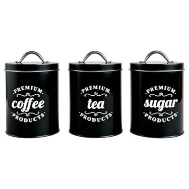 Imagem de FytStycale Recipiente para café, chá e açúcar, recipiente para armazenamento de alimentos, pote organizador para acessórios e utensílios, Preto