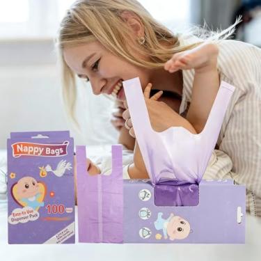 Imagem de 200 peças de sacos de fraldas descartáveis portáteis saco de lixo perfumado para casa animal de estimação cão gato roxo suprimentos de saco de lixo