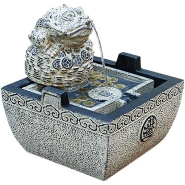 Imagem de Fonte de água de mesa estilo chinês fonte de relaxamento de mesa com sapo dourado para sala de estar, escritório, decoração de casa e escritório