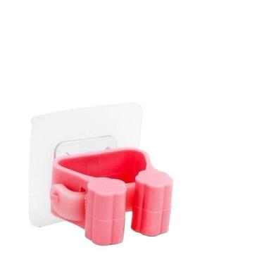 Imagem de Kit Suporte Gancho Para Pendurar Vassoura Rodo Utensílios Organizador Sem furar Parede(Rosa,5çs)
