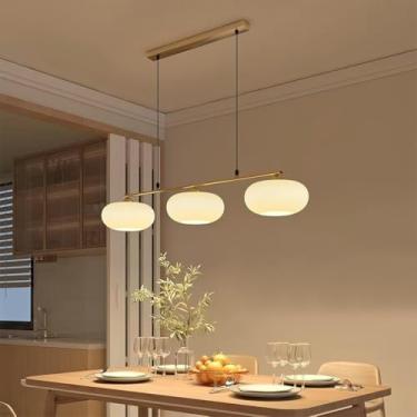 Imagem de Luminária pendente retrô para restaurante, soquete E27, luminária para ilha de cozinha, abajur de vidro em formato de caqui, iluminação criativa para mesa de jantar, lustre linear medieval d