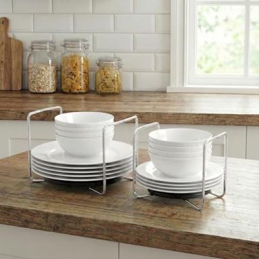 Imagem de APRTAT Escorredor de pratos de bambu ajustável - escorredor de pratos de aço inoxidável 304 para cozinha | Essenciais de balcão para organização e secagem eficientes de pratos (preto, 1 x pequeno e 1