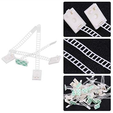 Imagem de Vroomoto Ajustável Prende Clipes de Fio, Organizador de Braçadeira de Cabo Autoadesivo Com Design Encenado para Carro, Vidro, Porcelana, Plástico, 50 Peças (Branca)