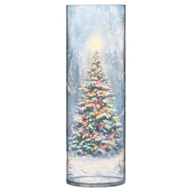 Imagem de Qilmy Um vaso de árvore de Natal com neve para flores, vaso de belas artes, decoração de casa para escritório, sala de jantar, sala de estar, casamento265