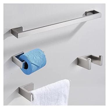 Imagem de 3FLQOOPP Toalheiro escovado conjunto de ferragens de toalheiro de banheiro, gancho de roupão, prateleira de barra de toalha, suporte de toalha montado na parede, acessórios de banheiro/conjunto de