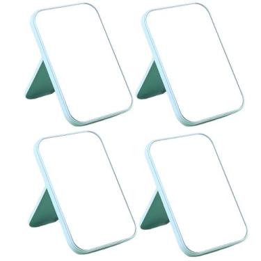 Imagem de Kit 4 Espelho De Mesa Maquiagem Penteadeira Dobrável Portátil Cor:Azul