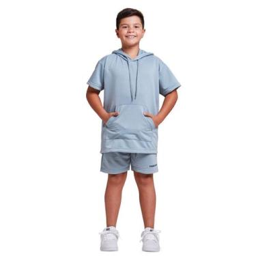 Imagem de Conjunto camisa canguru e shorts moletinho infantil - Daze Modas, Azul