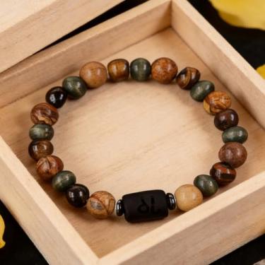 Imagem de Pulseiras elásticas para mulheres, homens, olho de tigre natural, lápis-lazúli, contas de cristal, pulseiras elásticas para alegria, felicidade, prazer, joias empilháveis para homens, pulseiras