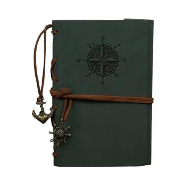 Imagem de Diário Pirata Vintage Em Couro Com Design De Bússola, Acabamento Fosco