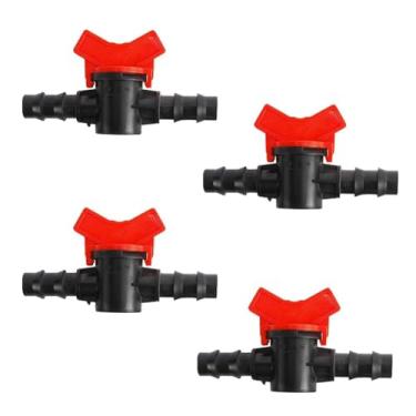 Imagem de 4 peças válvula de esfera farpada 3/8 ID válvula de fechamento em linha de plástico para irrigação por gotejamento mangueira de jardim controle de fluxo de água